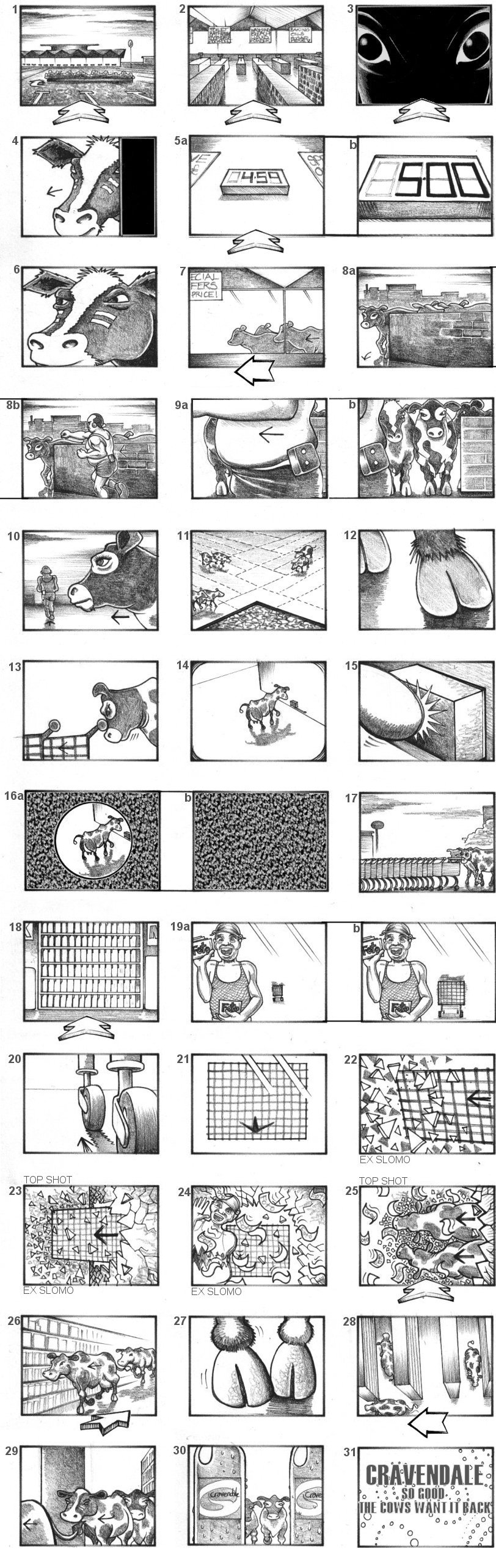 CRAVENDALE MILK STORYBOARDS BY ANDY SPARROW