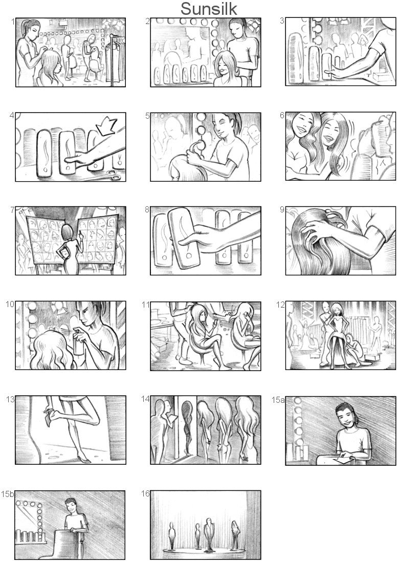 SUNSILK 'CATWALK' STORYBOARD BY ANDY SPARROW